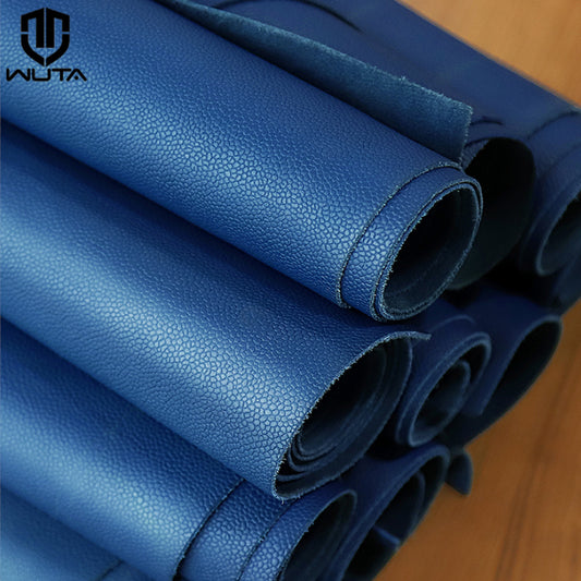 WUTA 3 Square Feet French Imported Classic Blue Caviar Pattern First Layer Cowhide Leather