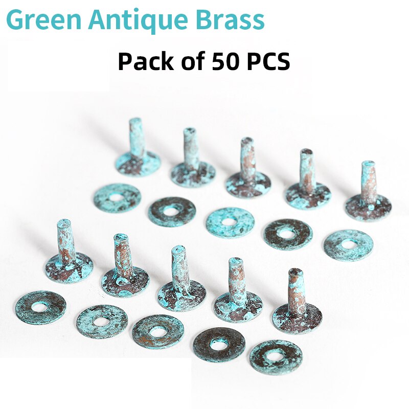 50pcs Rivets & Burrs,Solid Brass Rivets Studs Permanent Tack Fasteners | WUTA