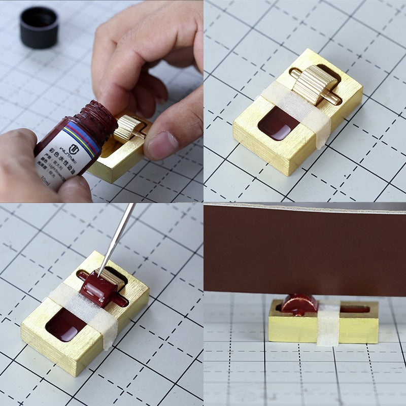 Leather Craft Brass Edge Oil Box With Two Rollers | WUTA