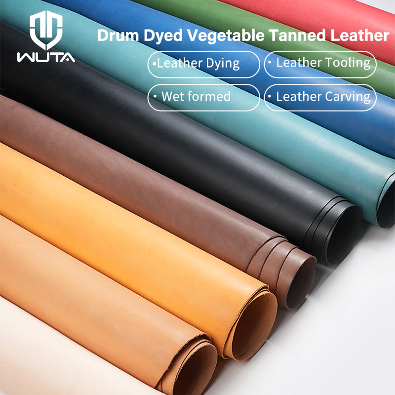 Full Grain Drum Dyed Vegetable Tanned Cowhide Skin Pre-cut Vachetta Leather|WUTA