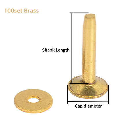 50/100 Set Solid Brass Rivets&Burrs Studs Permanent Tack Fasteners |WUTA