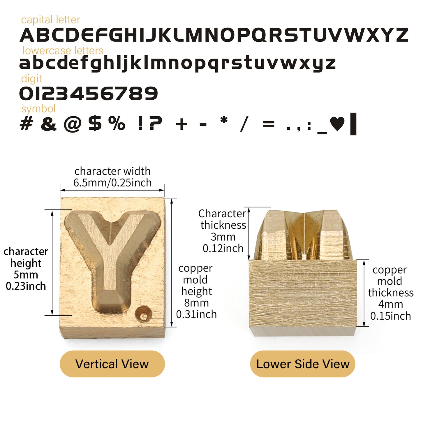 Custom Brass Stamping Letters Kit DIY Stamp Copper Numbers Alphabets Symbols Set | WUTA