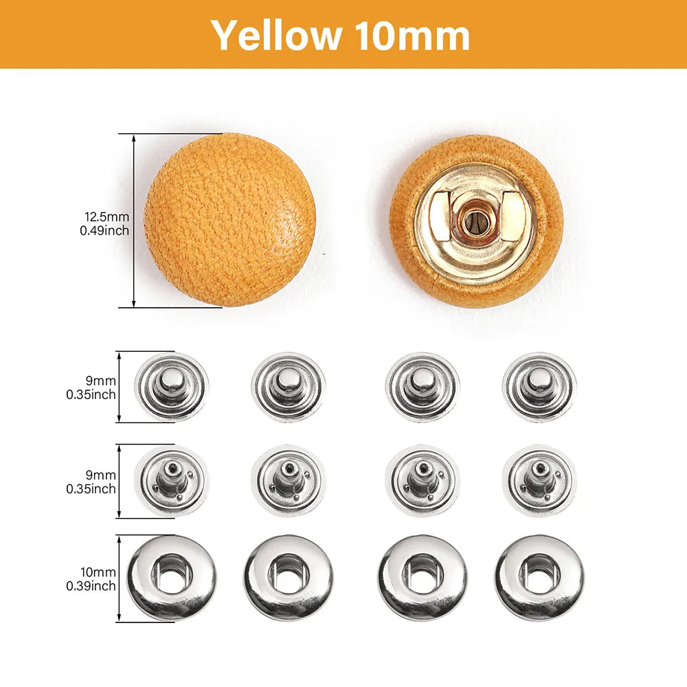 WUTA Bull Leather Covered Snap Buttons Decorative Snap Caps for Bags & Accessories