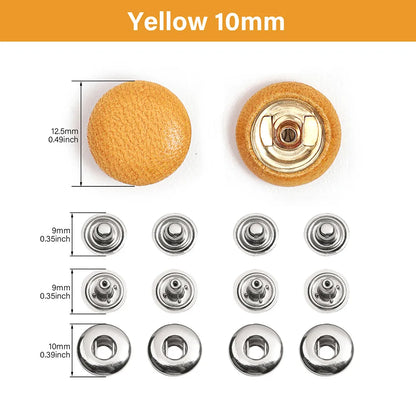 WUTA Bull Leather Covered Snap Buttons Decorative Snap Caps for Bags & Accessories