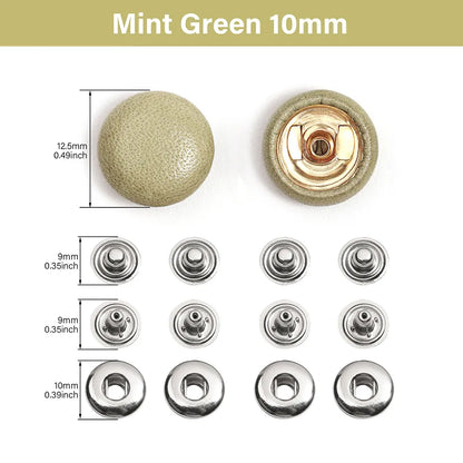 WUTA Bull Leather Covered Snap Buttons Decorative Snap Caps for Bags & Accessories