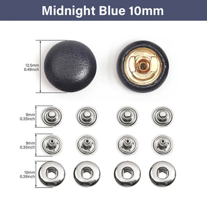 WUTA Bull Leather Covered Snap Buttons Decorative Snap Caps for Bags & Accessories