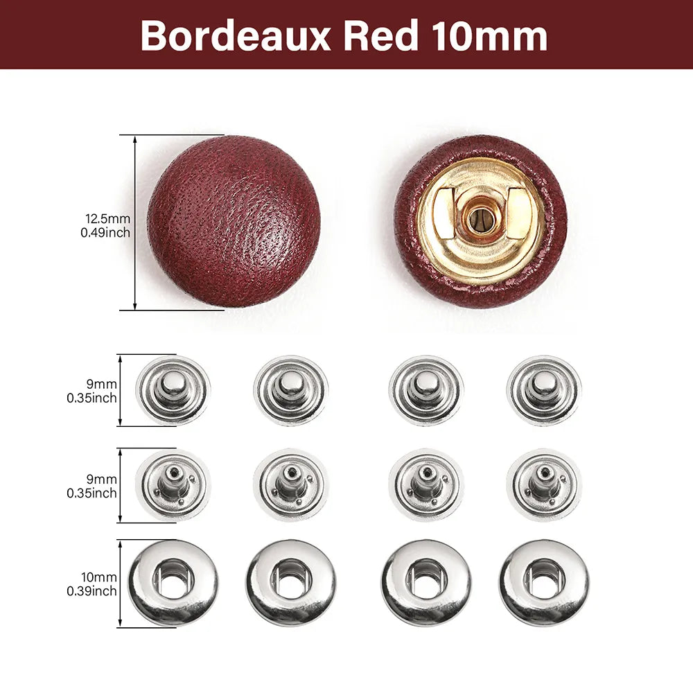 WUTA Bull Leather Covered Snap Buttons Decorative Snap Caps for Bags & Accessories