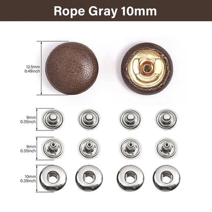 WUTA Bull Leather Covered Snap Buttons Decorative Snap Caps for Bags & Accessories