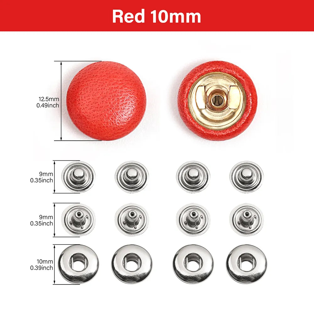 WUTA Bull Leather Covered Snap Buttons Decorative Snap Caps for Bags & Accessories