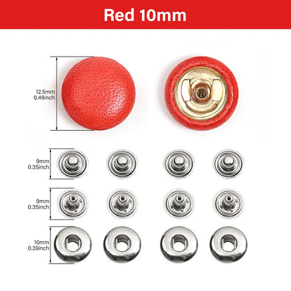 WUTA Bull Leather Covered Snap Buttons Decorative Snap Caps for Bags & Accessories