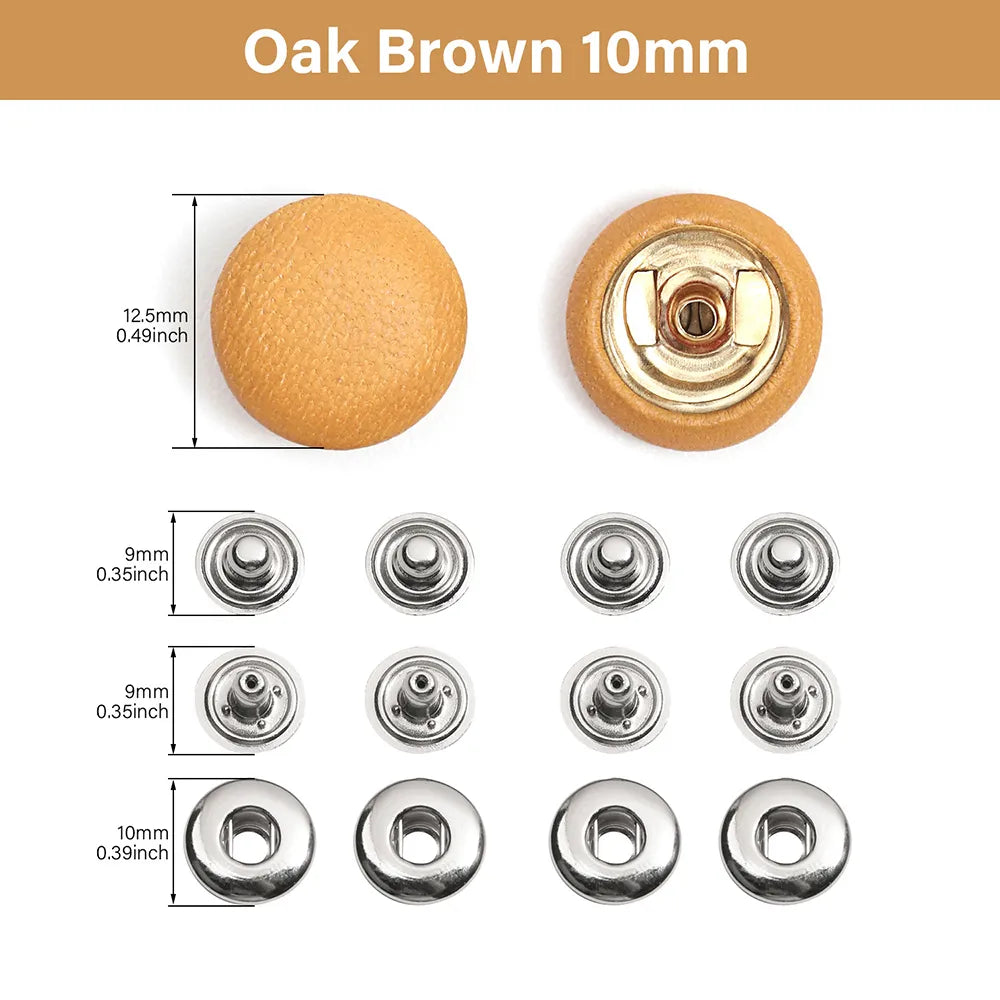 WUTA Bull Leather Covered Snap Buttons Decorative Snap Caps for Bags & Accessories