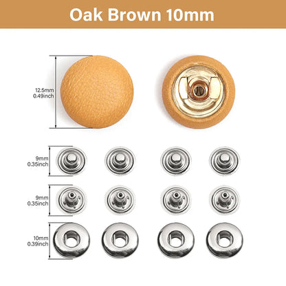 WUTA Bull Leather Covered Snap Buttons Decorative Snap Caps for Bags & Accessories