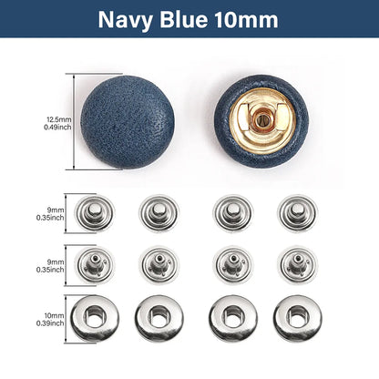 WUTA Bull Leather Covered Snap Buttons Decorative Snap Caps for Bags & Accessories