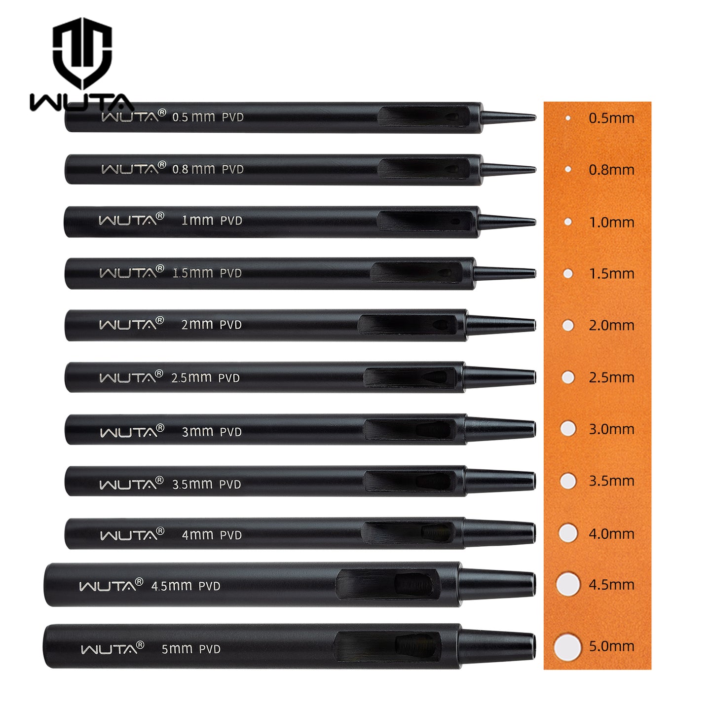 Leather Round Hole Punch Hollow Puncher Black Titanium Plated Punch Hole Tool | WUTA