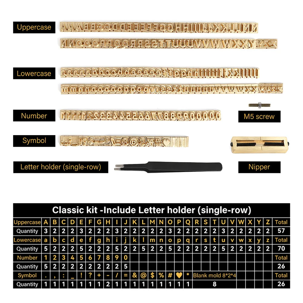 Custom Brass Stamping Letters Kit DIY Stamp Copper Numbers Alphabets Symbols Set | WUTA