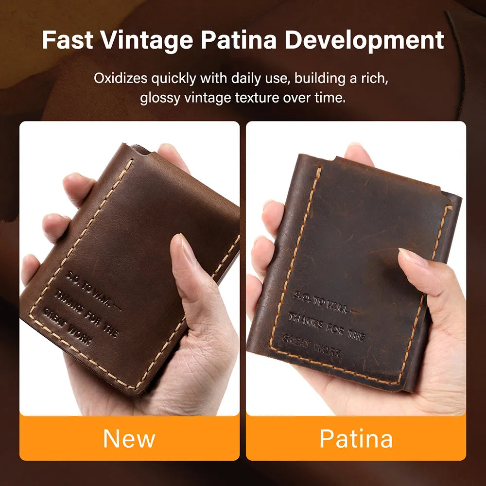 Premium Full Grain Vintage Pull-Up Cowhile Crazy Horse Leather | WUTA