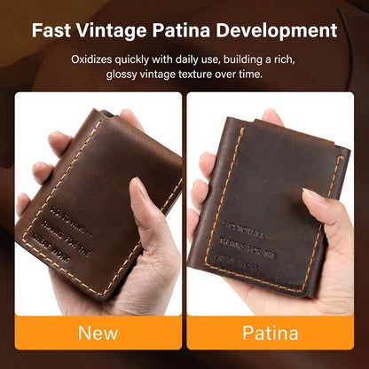 Premium Full Grain Vintage Pull-Up Cowhile Crazy Horse Leather | WUTA