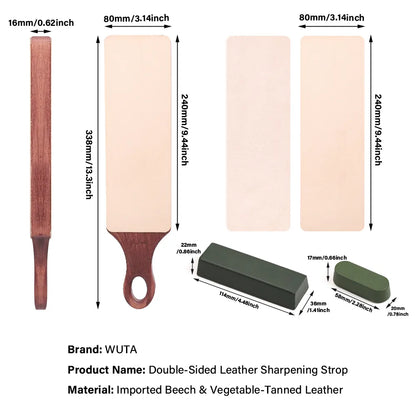 WUTA Double-Sided Leather Strop Paddle for Knife Sharpening & Polishing