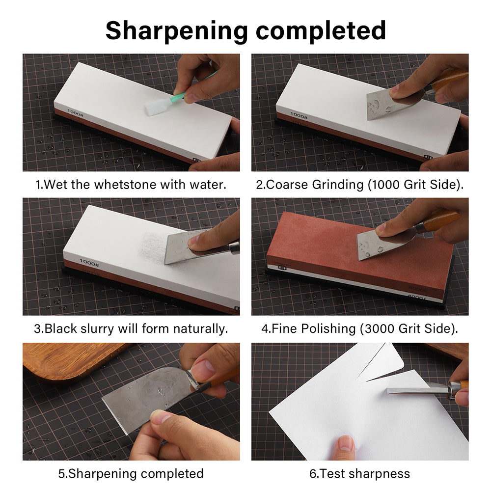 Double Sided Corundum Whetstone Dual-Sided Sharpening Stone 1000&3000 Grit | WUTA