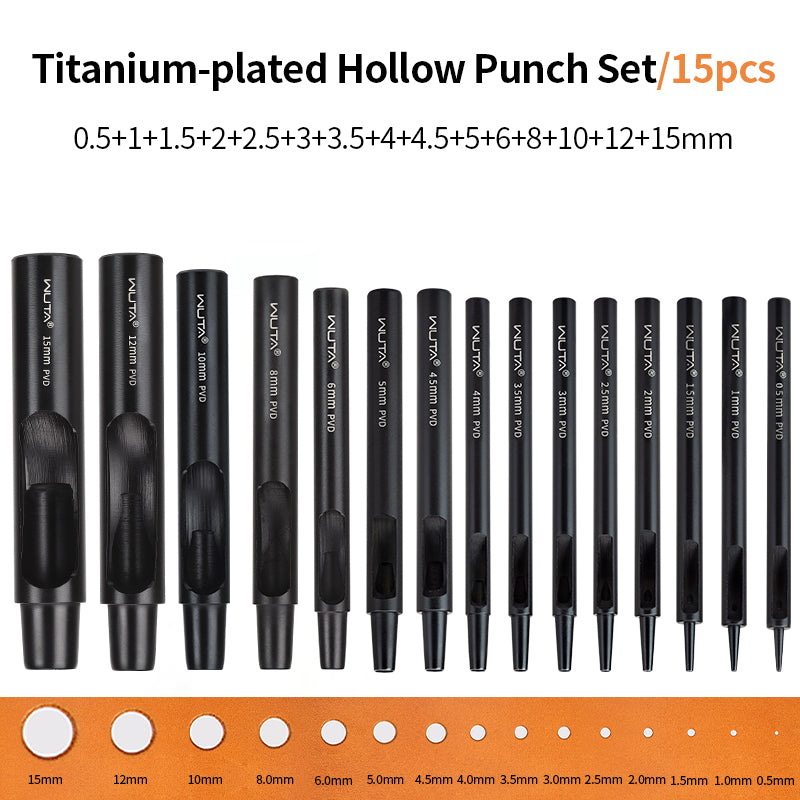 Leather Round Hole Punch Hollow Puncher Black Titanium Plated Punch Hole Tool | WUTA