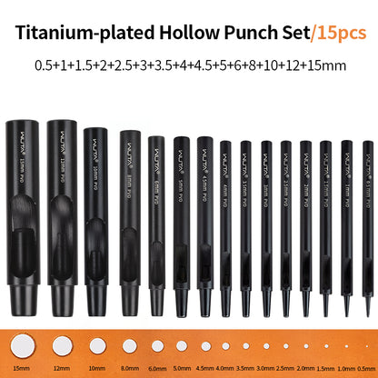 Leather Round Hole Punch Hollow Puncher Black Titanium Plated Punch Hole Tool | WUTA