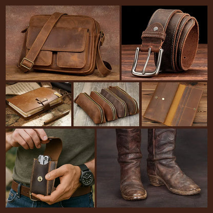 Premium Full Grain Vintage Pull-Up Cowhile Crazy Horse Leather | WUTA