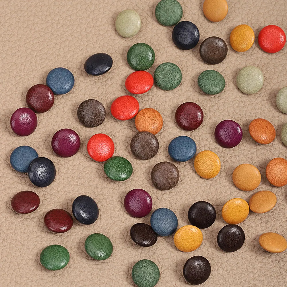 WUTA Bull Leather Covered Snap Buttons Decorative Snap Caps for Bags & Accessories