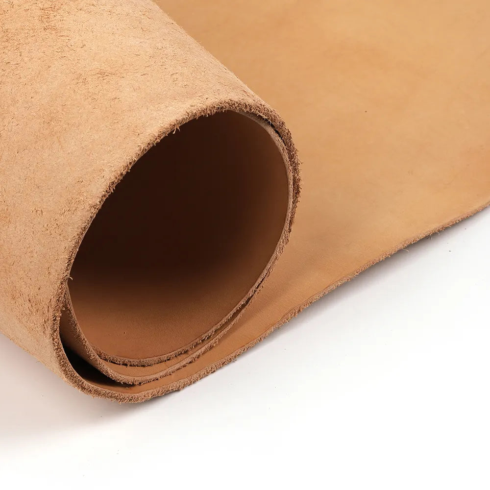 Full-Grain Natural Belly Leather Undyed Veg-Tan Cowskin Leather | WUTA