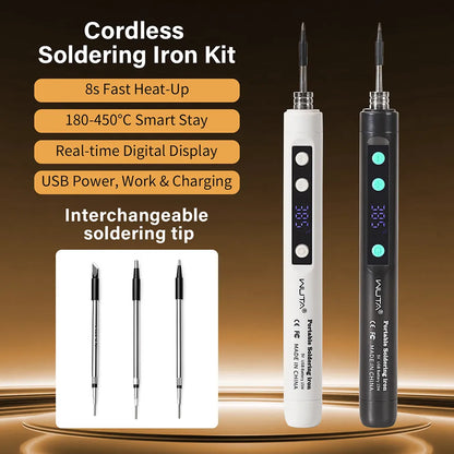 WUTA Cordless Soldering Iron Kit -Rechargeable Portable Soldering Iron with Digital Display