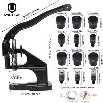 WUTA Manual Hand Press Tool for Snap Buttons, Rivets & Eyelets Installation Tool