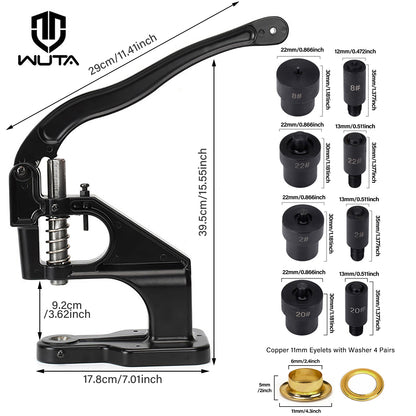 WUTA Manual Hand Press Tool for Snap Buttons, Rivets & Eyelets Installation Tool