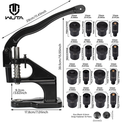 WUTA Manual Hand Press Tool for Snap Buttons, Rivets & Eyelets Installation Tool