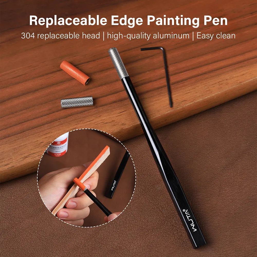 Replaceable Roller Head Leather Edge Paint Applicator Edge Dye Roller Pen| WUTA