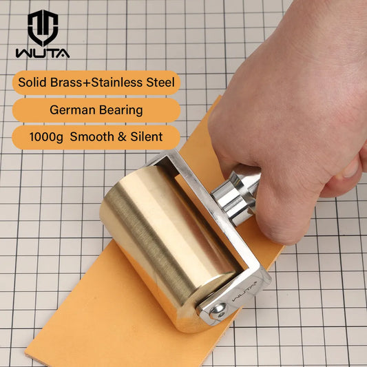 Leather Craft Brass Roller Edge Creaser Glue Laminating DIY Tools 1000g | WUTA