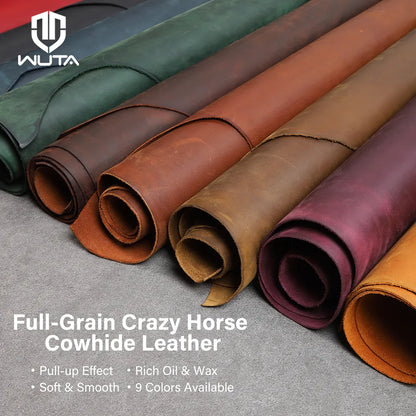 Premium Full Grain Vintage Pull-Up Cowhile Crazy Horse Leather | WUTA
