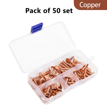 50/100 Set Solid Brass Rivets&Burrs Studs Permanent Tack Fasteners |WUTA