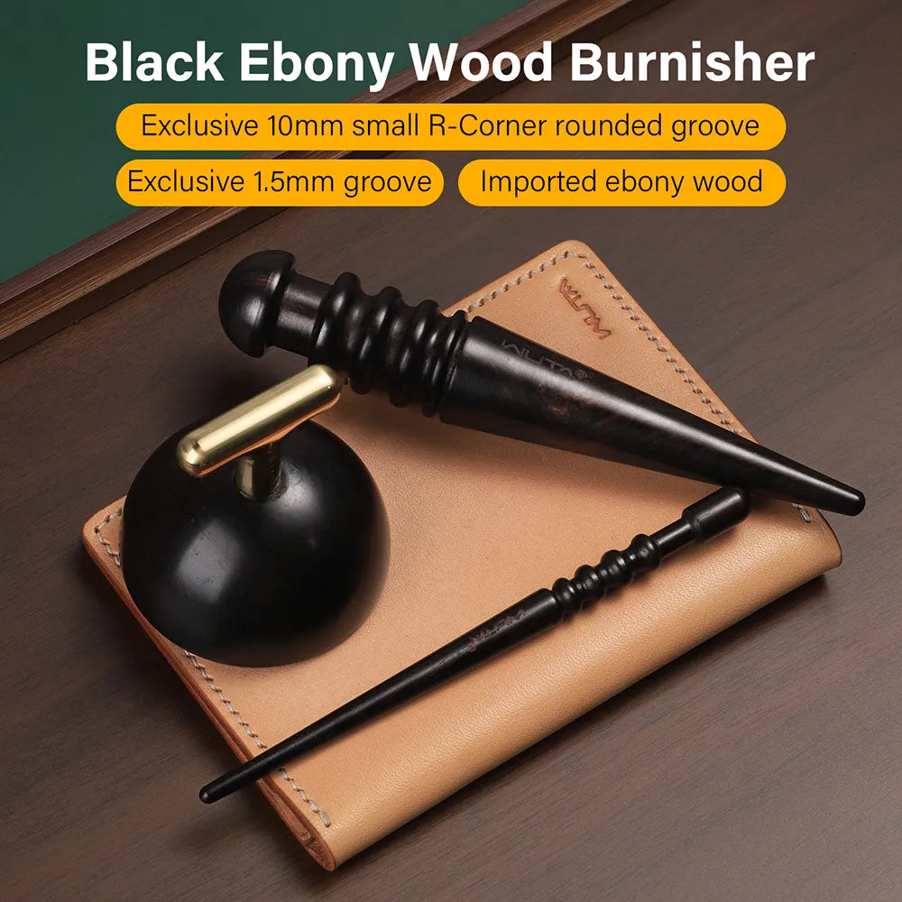 Upgrade Leather Edge Burnisher Ebony Black Wood Leather Polishing Tool Polishing Sticker  | WUTA