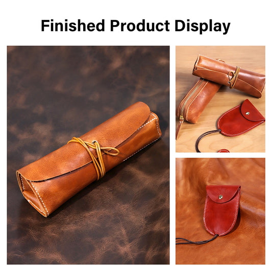 1-5 Sq.ft Irregular Cowhide Oil Waxed Vegetable Tanned Leather | WUTA