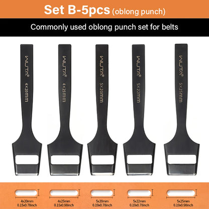 WUTA Leather Belt Hole Puncher Oval Hole Strap Watch Band Flat Punches Heavy Duty Oblong Punch Tools