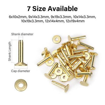50/100 Set Solid Brass Rivets&Burrs Studs Permanent Tack Fasteners |WUTA
