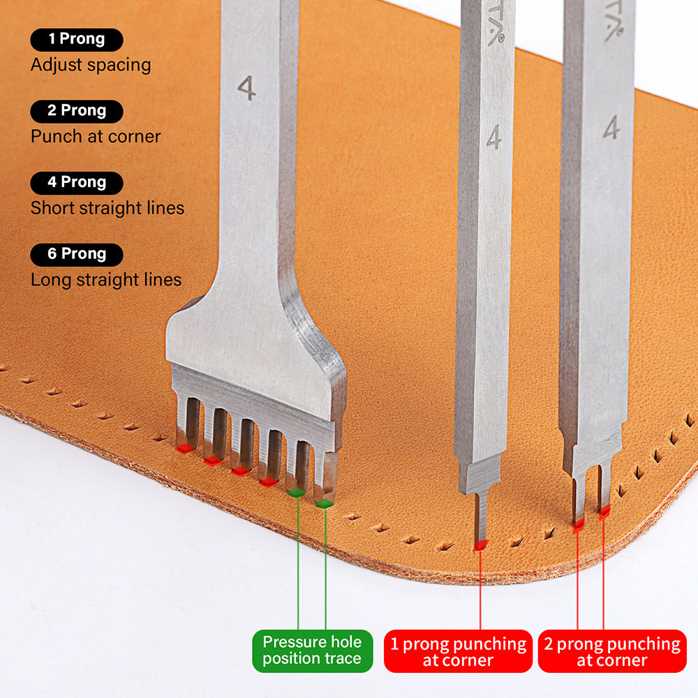 High Polished Leather Chisel Tool Diamond Thorn Iron Hole Punch| WUTA