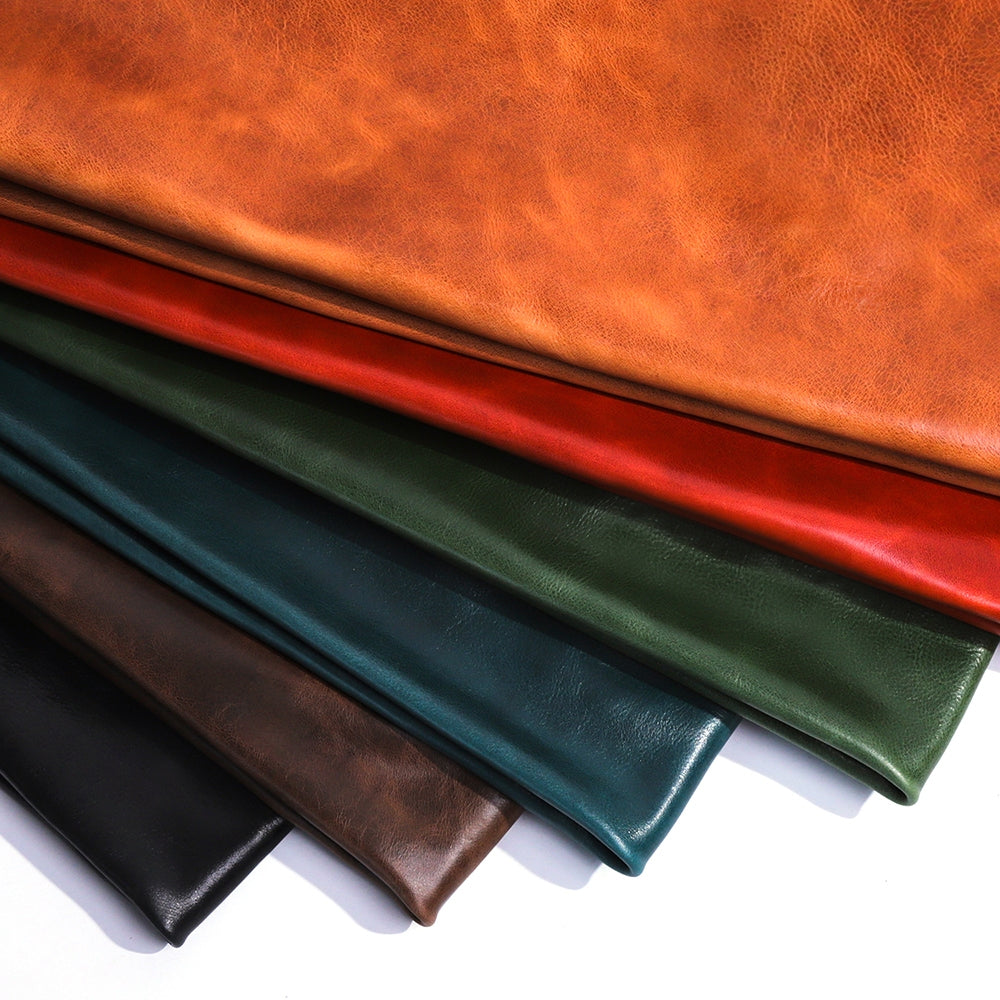 1-5 Sq.ft Irregular Cowhide Oil Waxed Vegetable Tanned Leather | WUTA