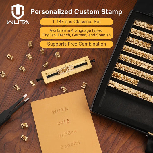 Customized French/German/Spanish Alphabet Brass Stamps Set for Leather Embossing | WUTA