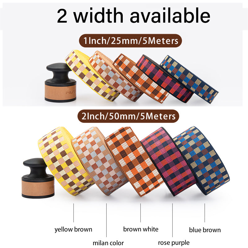 100% Cotton Canvas Webbing Straps for Bag Belt Thick Plaid Ribbon Backpack Strap | WUTA