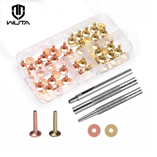 43 Pcs Pure Copper Rivets and Burrs set,Brass Installation Tool | WUTA