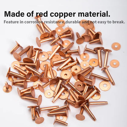 43 Pcs Pure Copper Rivets and Burrs set,Brass Installation Tool | WUTA