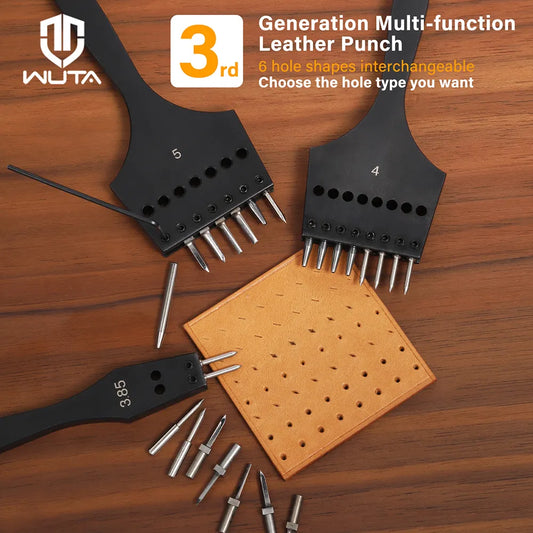 3rd Generation Multifunctional Interchangeable Circle Leather Hole Punch Tool | WUTA