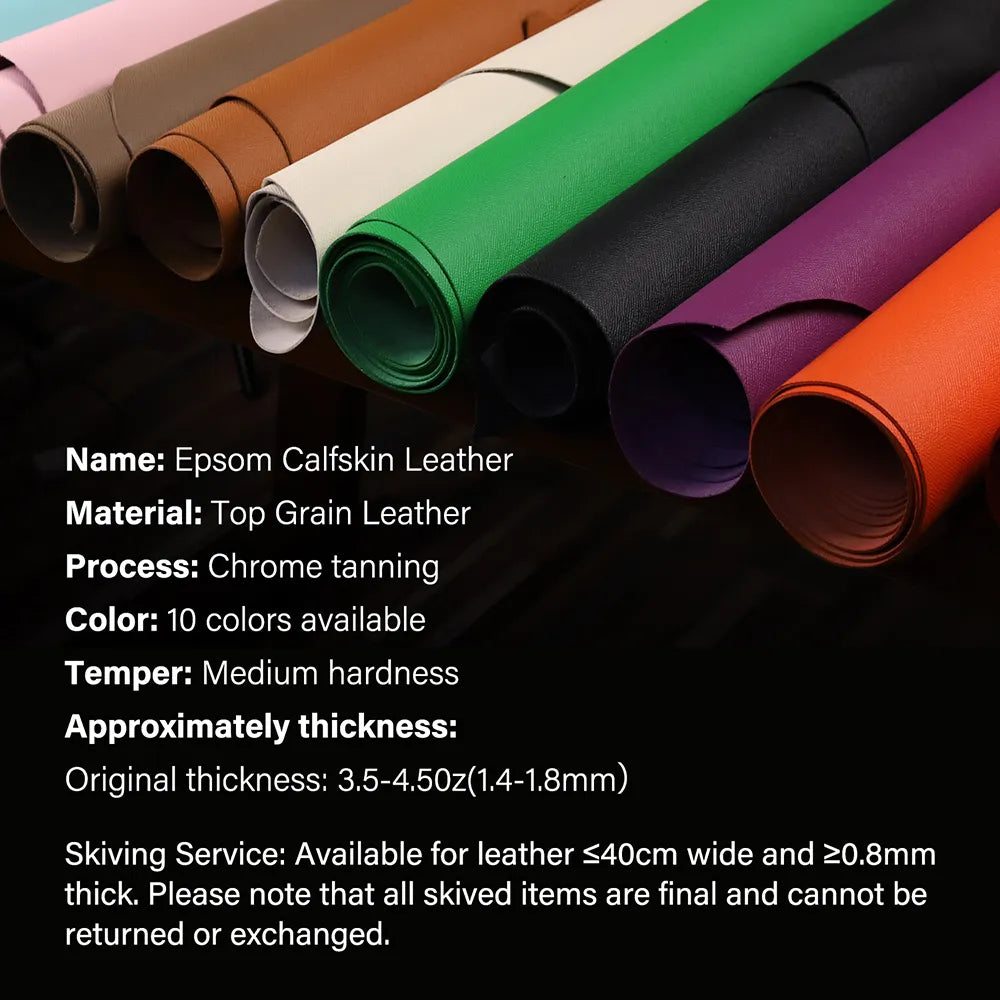 1/3/5 Sq.ft Epsom Calfskin Leather Top Grain Palm Chrome Leather | WUTA