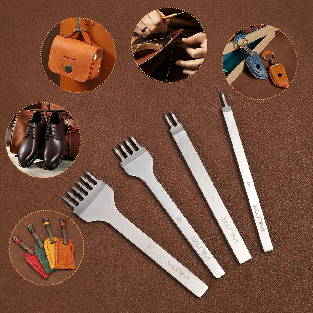 High Polished Leather Chisel Tool Diamond Thorn Iron Hole Punch| WUTA