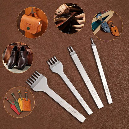 High Polished Leather Chisel Tool Diamond Thorn Iron Hole Punch| WUTA